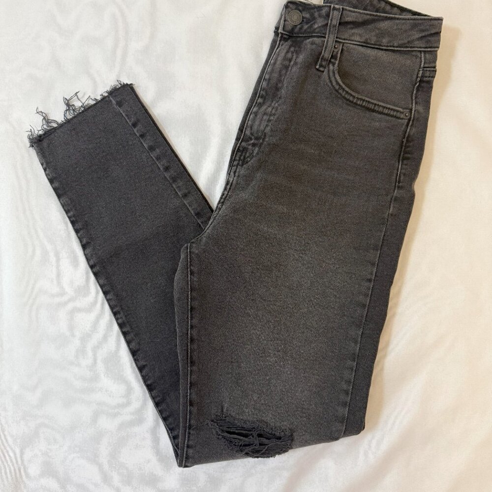 Forever21 Premium High-Waisted Skinny Jeans-Distressed Gray/Black Womens Size 30
